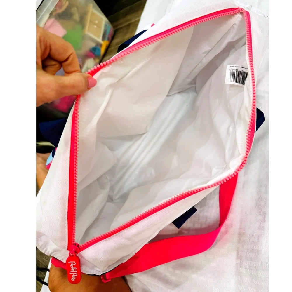 Packed Party Rainbow Tote Bag Duffel Weekender Pink Navy Shoulder Strap Preppy
